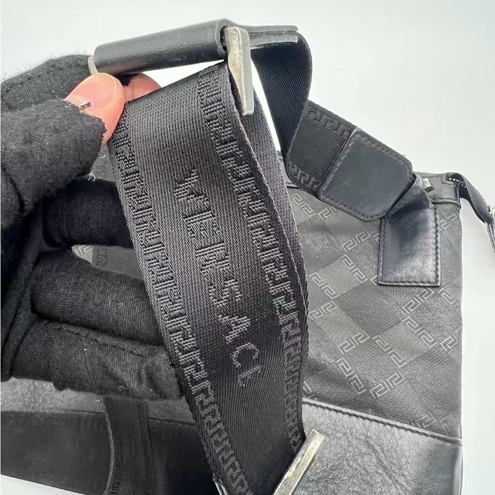 Versace Black Patterned Messenger Bag - image 3